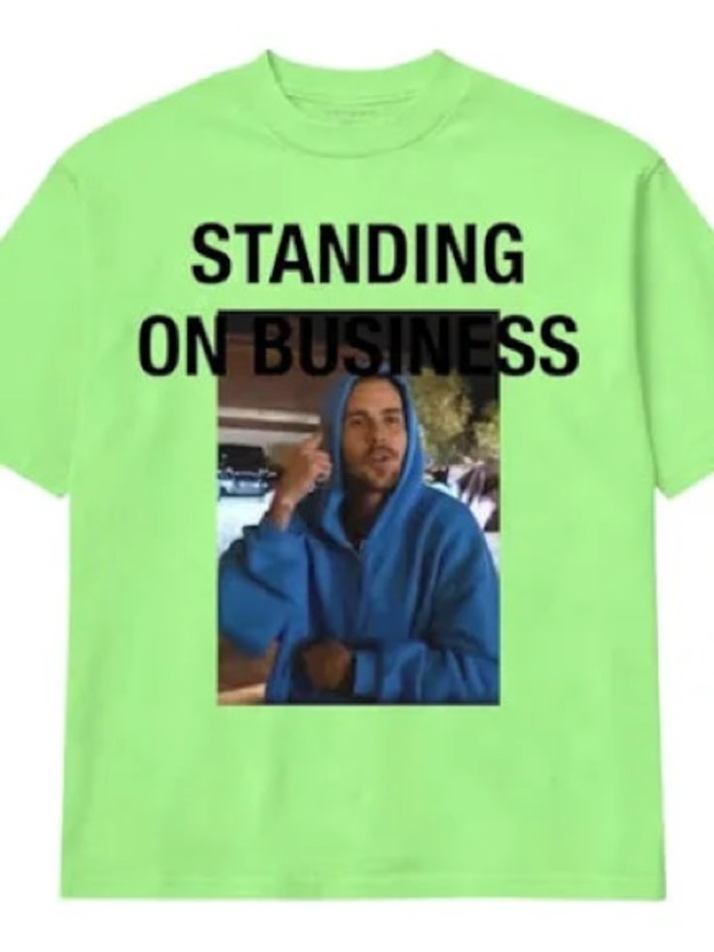 Justin Bieber Coachella Neon Green "Standing On Business" Graphic Tee Official